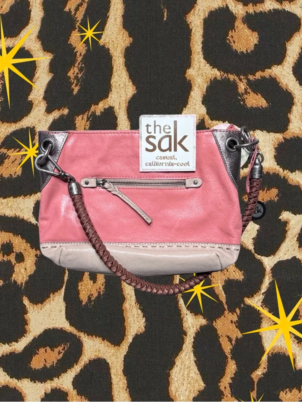 THE SAK | NWT Indio Demi Hobo Braided Strap Shoulder Bag in Pink/Taupe